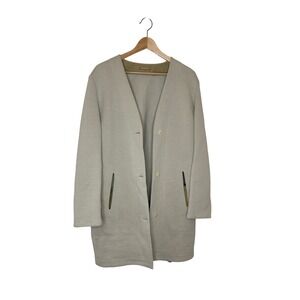 Nehera Beige Cotton Blend Alcantara Trim Longline Coat Made in Slovakia Size 36